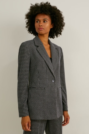 Blazers C&A Regular Fit Recycled Check Negras Gris | NQTGXF-032