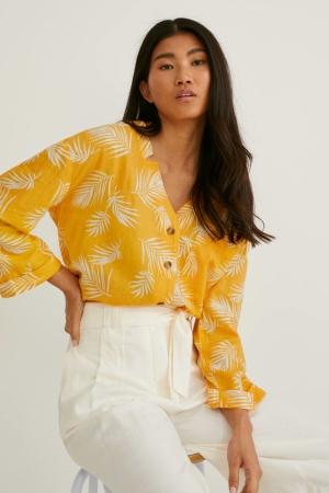 Blusas C&A Linen Blend Naranjas | TXKRIY-012