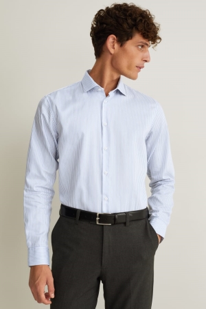 Camisas C&A Business Regular Fit Cutaway Collar Easy-iron Azules Claro | JOTUWL-582