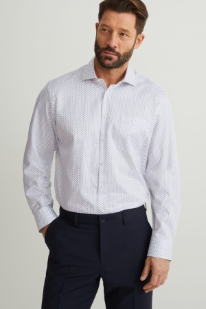 Camisas C&A Business Regular Fit Cutaway Collar Easy-iron Blancas | MTSNIQ-218