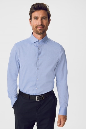 Camisas C&A Business Slim Fit Cutaway Collar Easy-iron Azules Claro | ZDWTPC-789