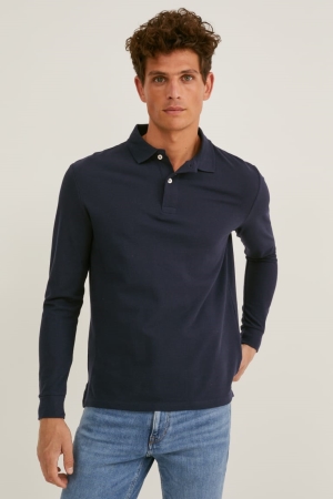 Camisas C&A Polo Organic Algodon Azules Oscuro | ENAGCM-743