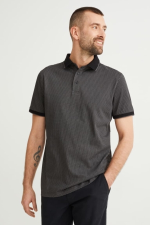 Camisas C&A Polo Patterned Gris Oscuro | JZWNYR-810