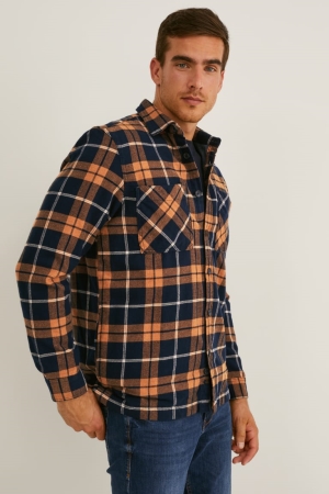 Camisas C&A Regular Fit Kent Collar Check Havanna | ENQKXC-596