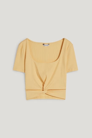 Camiseta C&A Clockhouse Cropped Amarillo | TKLBIM-357