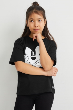 Camiseta C&A Mickey Mouse Sleeve Negras | BYNTUF-620