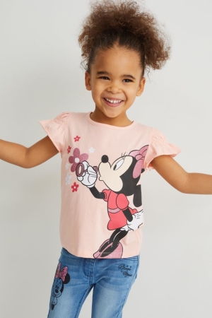 Camiseta C&A Minnie Mouse Sleeve Rosas | LOYPTE-412