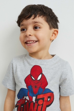 Camiseta C&A Multipack Of 3 Spider-man Sleeve Azules Oscuro | AGYXEO-197