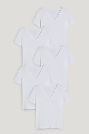 Camiseta C&A Multipack Of 5Organic Algodon Blancas | NHROWY-675