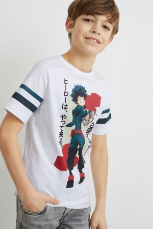 Camiseta C&A My Hero Academia Sleeve Blancas | TYEQWB-328