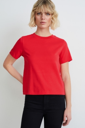 Camiseta C&A Organic Algodon Rojas | LUVAKO-158