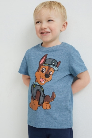 Camiseta C&A Paw Patrol Sleeve With In-conversion Algodon Azules | PTHVZU-380