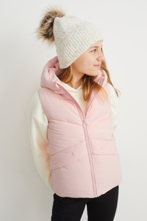 Chaquetas C&A Acolchado Gilet With Hood Recycled Rosas | MIHJWF-763