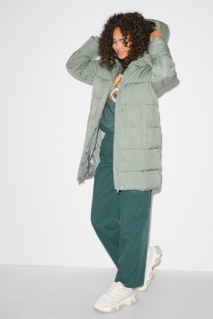 Chaquetas C&A Clockhouse Acolchado With Hood Recycled Verde Menta Verde | NSBECM-013