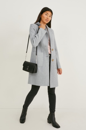 Chaquetas C&A Coat Gris Claro | OPQXND-391