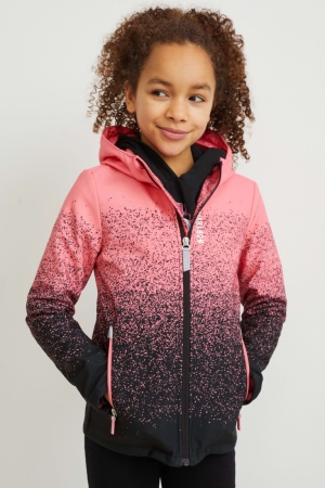 Chaquetas C&A Softshell With Hood Negras Rosas | CYNMEO-507