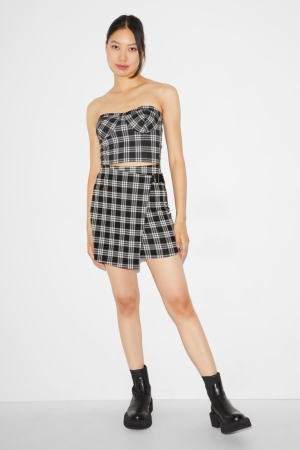 Falda C&A Clockhouse Mini Check Negras Blancas | HEWPGN-593