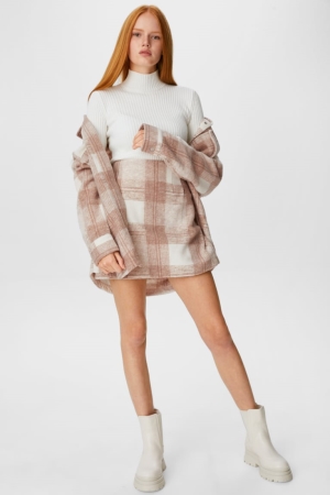 Falda C&A Mini Check Beige | MRHELS-821