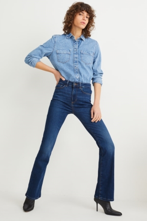 Jeans C&A Bootcut High Cintura Lycra® Recycled Azules | ZHRDGO-409