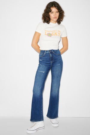 Jeans C&A Clockhouse Flared High Cintura Azules | SRVGTL-903