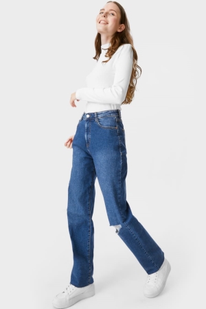 Jeans C&A Clockhouse Loose Fit High Cintura Azules | MIKRTQ-647