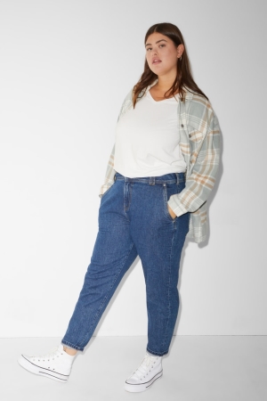 Jeans C&A Clockhouse Mom High Cintura Recycled Azules | EJFTAU-168