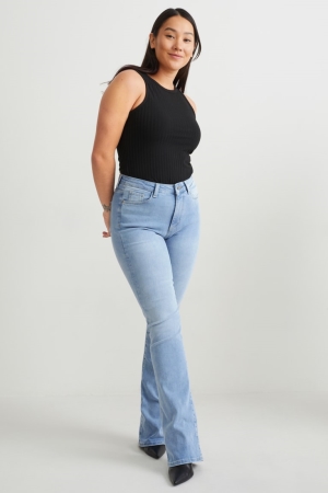 Jeans C&A Curvy High Cintura Bootcut Lycra® Azules Azules Claro | WCIMHX-312