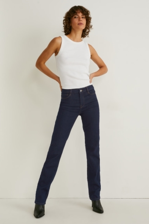 Jeans C&A Directo Mid-rise Cintura Lycra® Azules Azules Oscuro | BASLJE-260