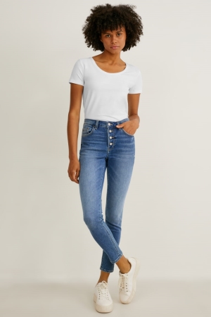 Jeans C&A Flaco Mid-rise Cintura Jog Denim Azules | SGFABX-093