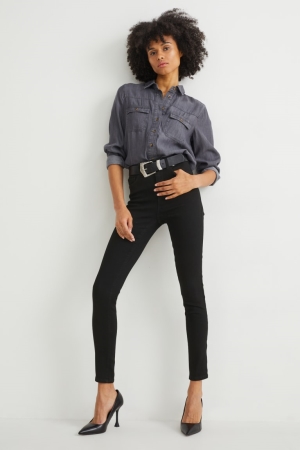 Jeans C&A Jegging High Cintura Negras | DPXQJW-016