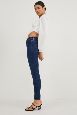 Jeans C&A Made In Eu Flaco High Cintura Organic Algodon Azules | BPWEFV-542