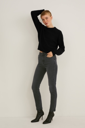 Jeans C&A Slim High Cintura Lycra® Negras | TIHOCM-923