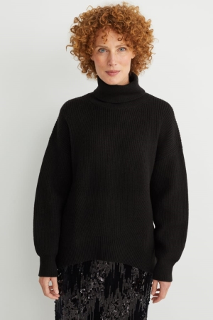 Jerséis C&A Polo Neck Negras | TDCUQR-839