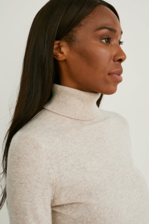 Jerséis C&A Polo Neck Recycled Beige | IXYQGE-029