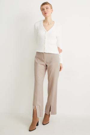 Pantalones C&A Cloth Mid-rise Cintura Anchos Leg Beige | VMDRGK-867