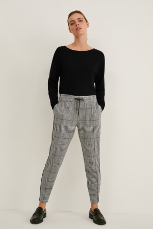 Pantalones C&A Cloth Mid-rise Cintura Check Gris Negras | EAZMFY-726