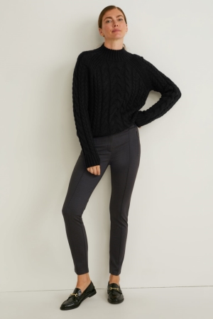 Pantalones C&A Jersey Slim Fit Recycled Negras | ESNIKD-287