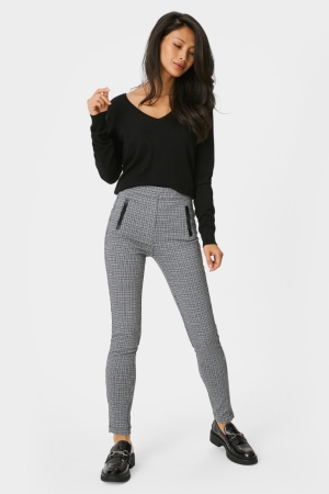 Pantalones C&A Leggings Recycled Check Blancas | LDTXHP-352