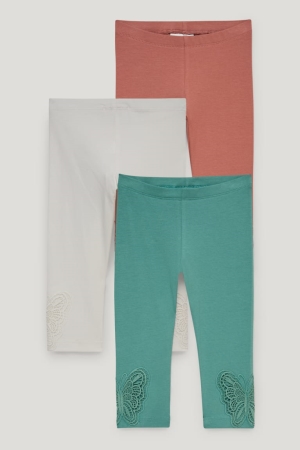 Pantalones C&A Multipack Of 3 Capri Leggings Blancas | UZIPLG-372