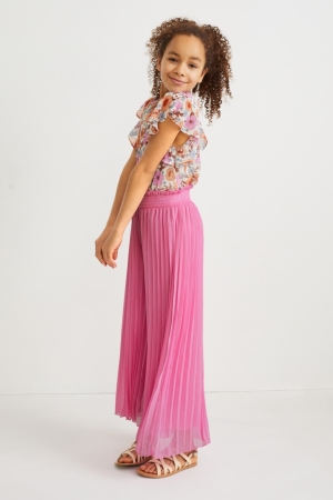 Pantalones C&A Plisado Rosas | JVLYRI-816