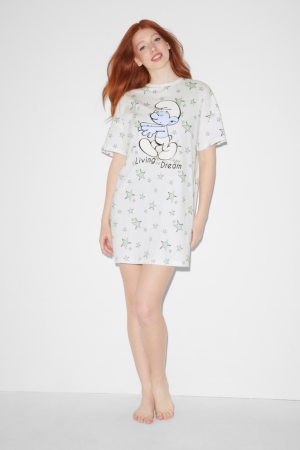 Ropa De Dormir C&A Clockhouse NightThe Smurfs Blancas | ECIRTM-204