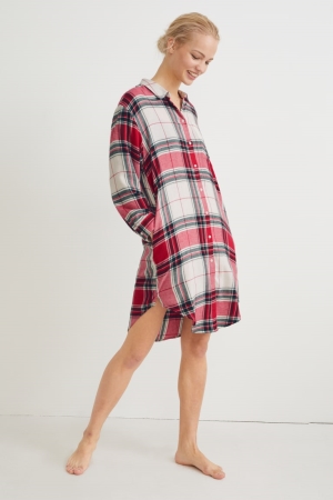 Ropa De Dormir C&A Flannel NightCheck Blancas Rojas | FKMTCU-423