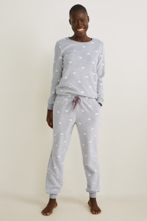 Ropa De Dormir C&A Fleece Pyjama Bottoms Patterned Gris Claro | LCXBHJ-526