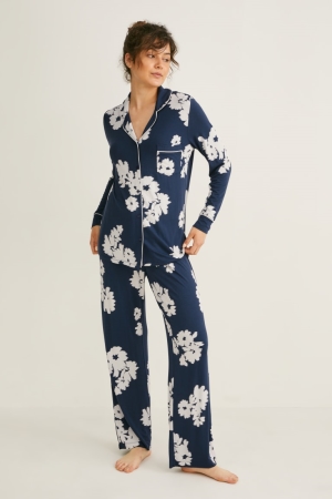 Ropa De Dormir C&A Pyjamas Floral Azules Oscuro | ZXSAKL-820