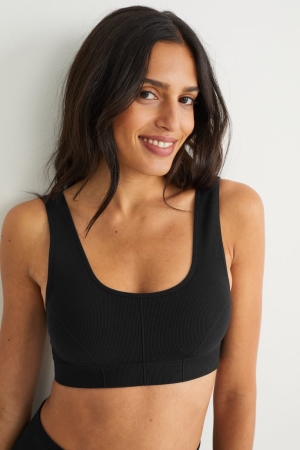 Ropa Interior C&A Crop Acolchado Seamless- Lycra® Negras | ASGLVC-951