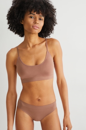 Ropa Interior C&A Crop Acolchado Seamless Marrones | VDTORP-769