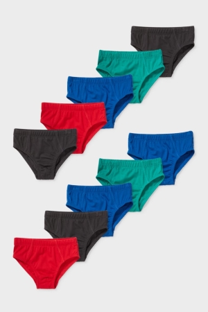 Ropa Interior C&A Multipack Of 10 Briefs Organic Algodon Rojas Azules | NBDAOR-053