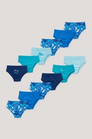 Ropa Interior C&A Multipack Of 12 Briefs Organic Algodon Azules | KOJNTL-389