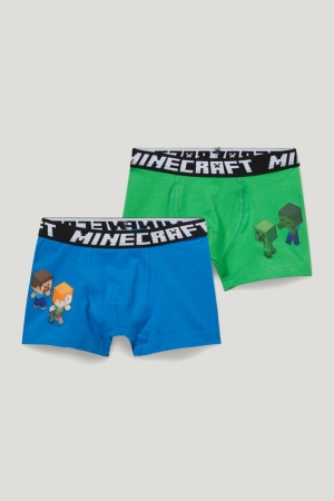 Ropa Interior C&A Multipack Of 2 Minecraft Boxer Organic Algodon Azules | KQJGWI-014