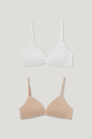 Ropa Interior C&A Multipack Of 2 Non-wired Bra Acolchado Organic Algodon Beige | NDWHVG-169